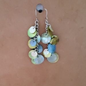 Dangle blue and green circle earrings